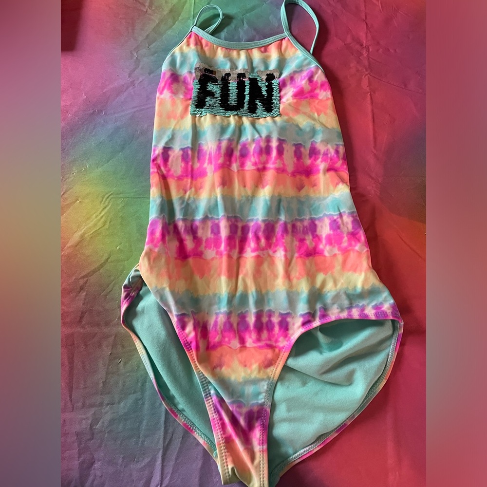 Wonder Nation Sequin Flip Rainbow One Piece Swimsuit